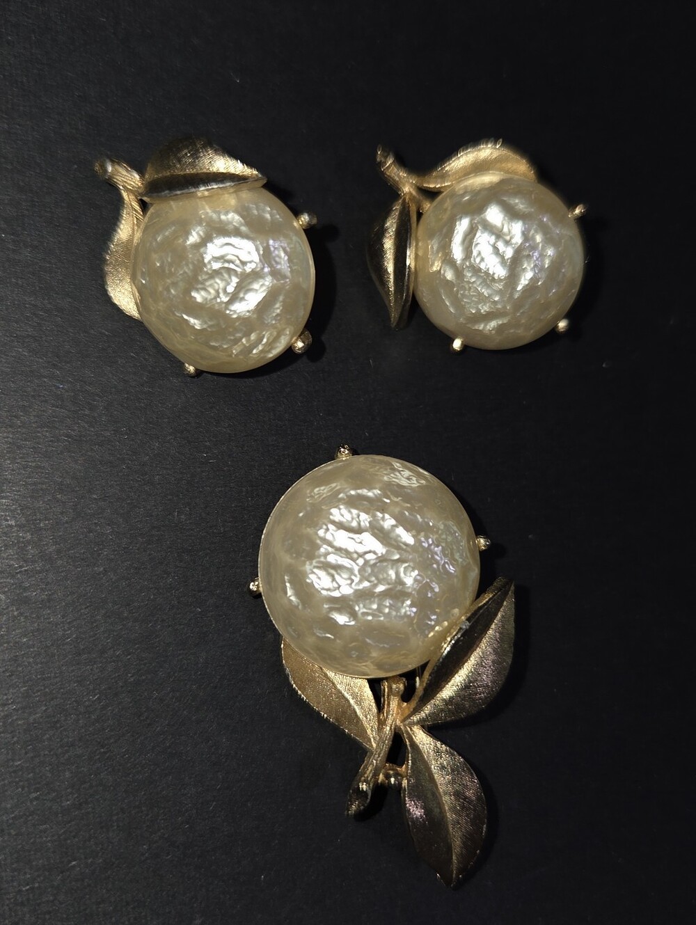 Vintage Sara Coventry "Pearl Blossom" Brooch And Earrings